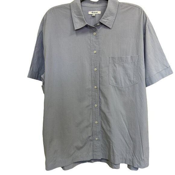 Madewell Tops - Madewell Women's Signature Poplin Short-Sleeve Button-Down Shirt, Blue, Large